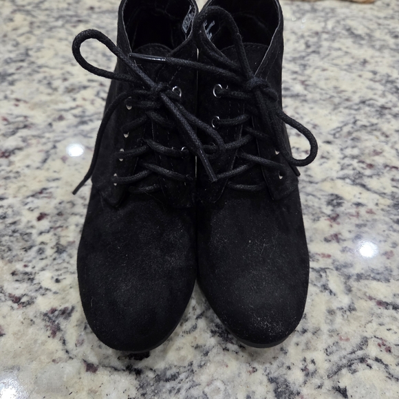 Susina Black Suede Perforated Ankle Boots - Picture 3 of 5